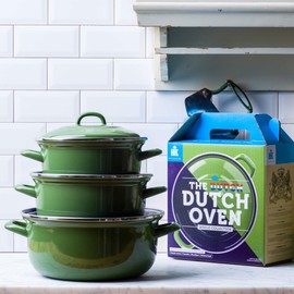 BK Indigo Dutch Heritage Round German Enamelled Casserole with Lid with PFAS-Free Ceramic Non-Stick Coating, 26 cm/5.2 Litre, Induction, Dishwasher Safe, Oven Safe, Green