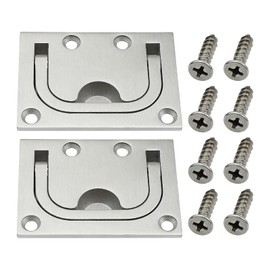 Pack of 2 304 Stainless Steel Boat Ring Luke Pull Push Recessed Lift Handle with Fixing Screws for Cabinet Locker Marine Yacht Boat