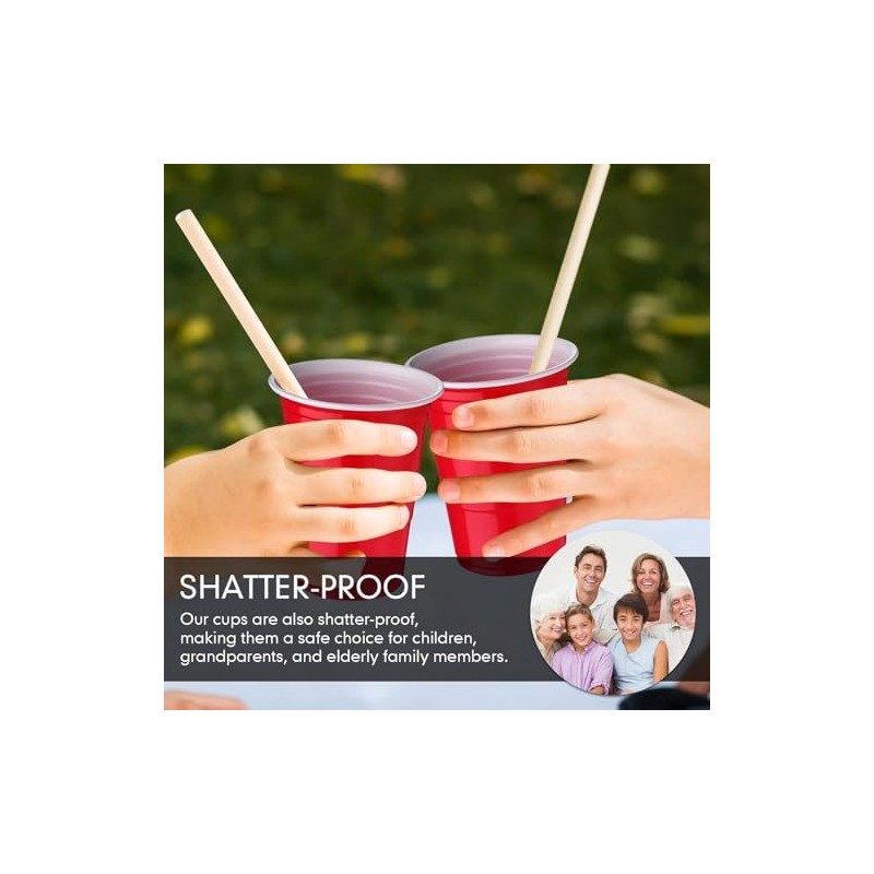 Efforias 50 X 16oz Red Party Cups for Christmas, Garden