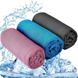 YQXCC 3 Pcs Cooling Towel (120x30 cm) Cool Cold Towel for Neck, Microfibre Ice Towel, Soft Breathable Chilly Towel for Yoga, Golf, Gym, Camping, Running, Workout & More Activities