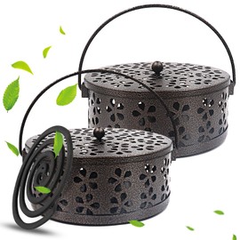 GZqiancang Pack of 2 Mosquito Spiral Holder, Metal Mosquito Coil Holder for Living Room, Bedroom, Study, Office, Meditation Room and Yoga Room