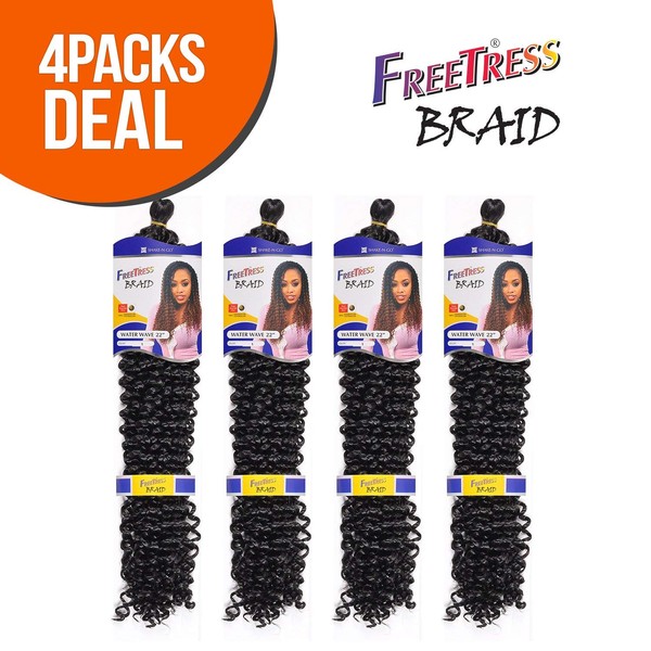 Synthetic Hair Braids FreeTress Water Wave Bulk 22" (4-Pack, 2)