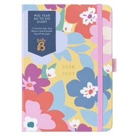 Busy B A6 Diary - Mid-Year Academic Planner - Aug '26 - Aug '27 - Floral Print Planner Journal - Week-to-View with To-Do Lists, Notes Pages, 3 Pockets, Pen Loop, Year Planner & Elastic Closure