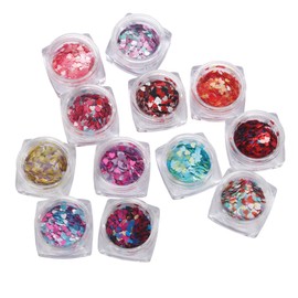 Mikinona 18pcs Heart Design Nail Sequins for Manicure Art Multicolored Paillettes Stickers for Nail Decoration and Creative Accessories Random Colors