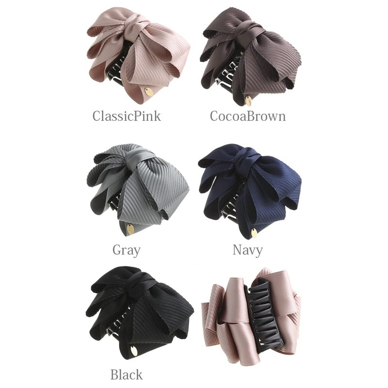 VINGTAINE H-1004-BR- Volumetric Satin Ribbon Hair Claw Elegant Daily Office