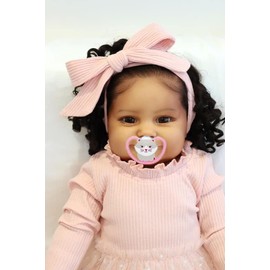 Reborn Real Life Baby Dolls Black Girl 24inch Soft Silicone Realistic Weighted Dark Brown Skin Newborn Reborn Toddler African American Baby Doll Allive Detailed Toys for Children Gifts