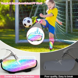 Lemmeko Soccer Shin Guards Kids Toddler Shin Guards with Girls Soccer Socks,Drawstring Bag and DIY Stickers for 2-7 Years Kids Girls Football Games Soccer Accessories, Rainbow Mermaid