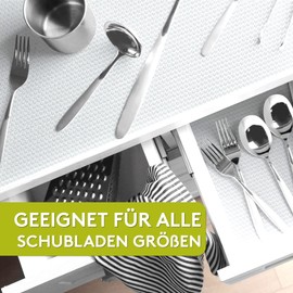 LILENO HOME Drawer Mat 30 x 150 cm (White) Set of 2 - Non-Slip Mat Drawers as Drawer Insert for Fridge - Drawer Inserts Can Be Cut to Size as Non-Slip Mats Kitchen