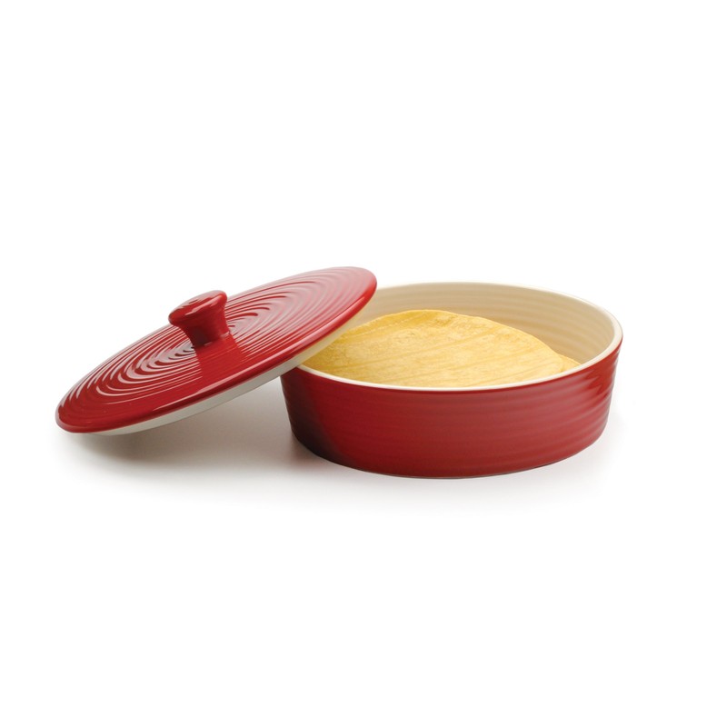 RSVP International Stoneware Tortilla Warmer & Server with Lid, Dishwasher,