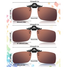 5 Pairs Polarized Clip-On Sunglasses Rimless Flip Up Anti-Glare Driving Glasses (Cool Color, 2.2 x 1.3 Inch)