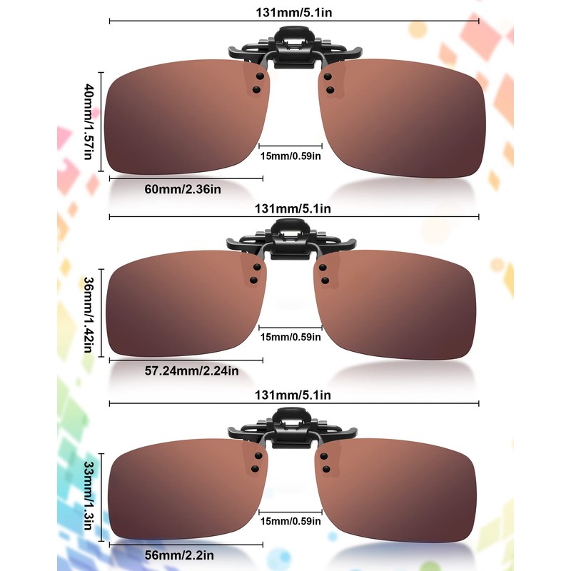 5 Pairs Polarized Clip-On Sunglasses Rimless Flip Up Anti-Glare Driving