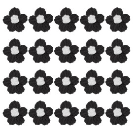 M METERXITY 50-Pack Flower Sew on Patches,1.6 Inch Handmade Beautiful Crochet Flowers Crochet Floral Petals DIY Appliques Embellishments for DIY Clothes/Hats/Hair/Bags [Black and White]