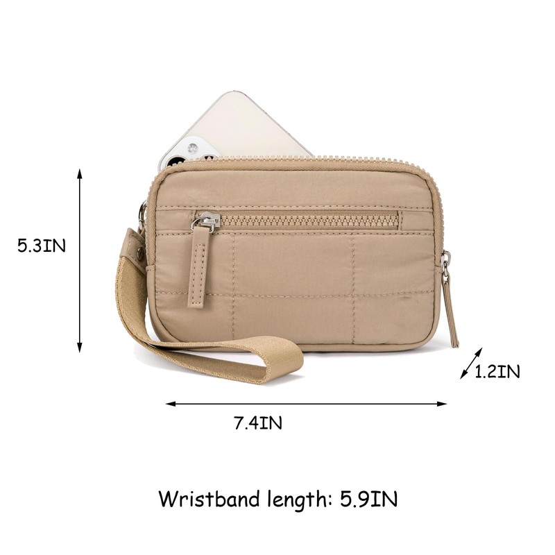 Quilted Wristlet Wallets for Women, Nylon Keychain Wallet Women Wristlet,
