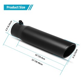 AUTOSAVER88 2 1/2 Inch Inlet Black Exhaust Tips, 2.5" Inlet 3 in Outlet 12in Overall Length Stainless Steel Exhaust Tips Powder Coated Finish Tailpipe