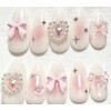 Baby Pink Ribbon Nail Tips - Change Size / 베이비
