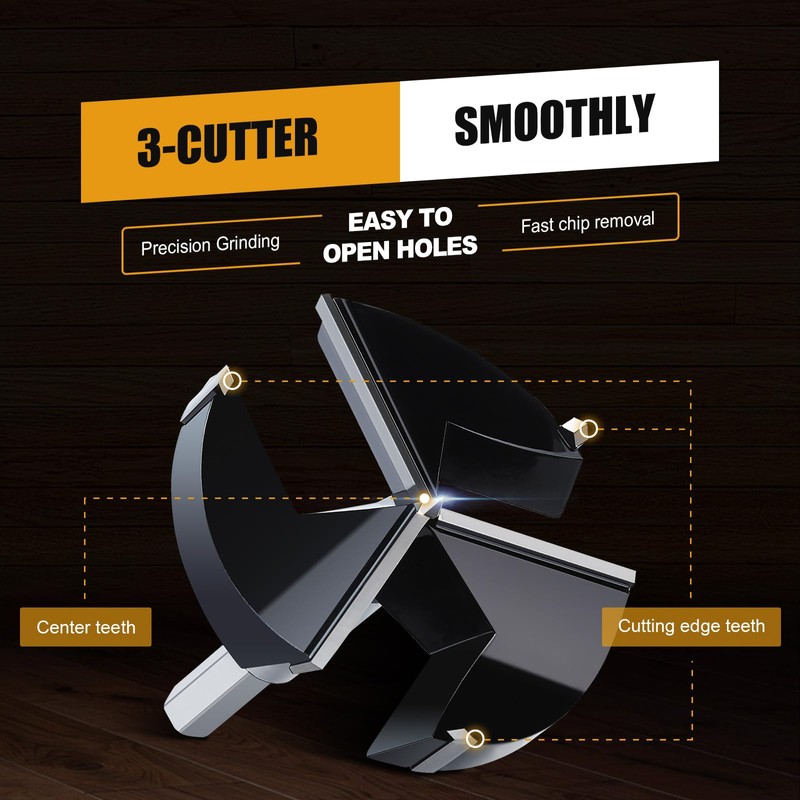 2PCS 3" | 76mm Forstner Drill Bit,Triple Flute Tungsten Carbide