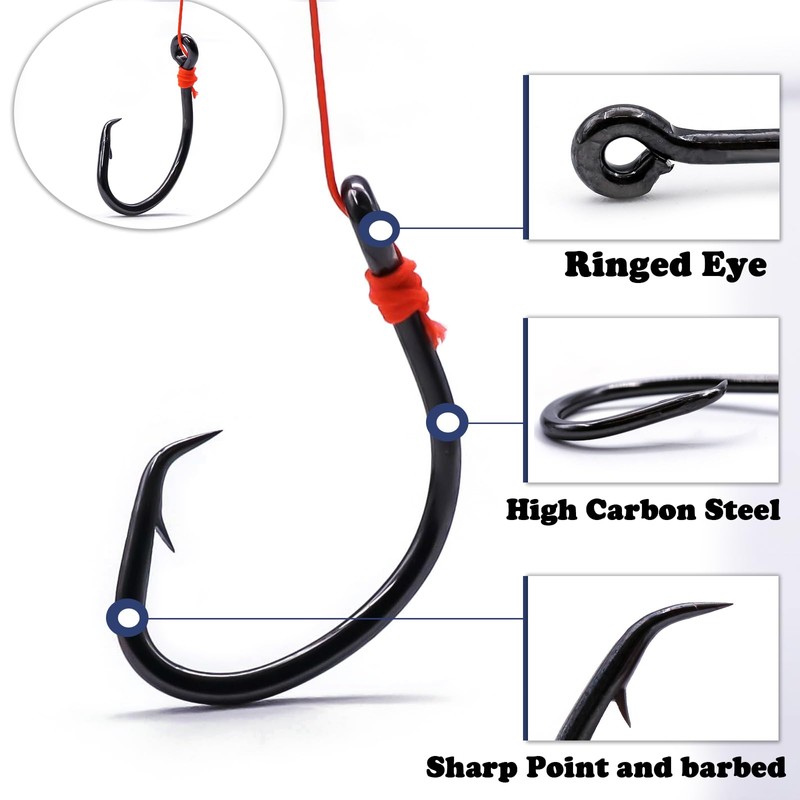 FishTrip Circle Hooks Saltwater for Catfish - 25pcs Offset 3X