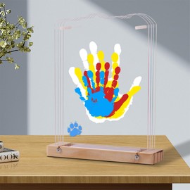 Family Handprint Kit - Baby Hand and Footprint Kit Night Light, Baby Gifts for New Parents, Family Gifts ldeas, New Mom Baby Shower Gifts for Boys & Girls, Newborn Keepsake, 4 Non-Toxic Paints (Brown)