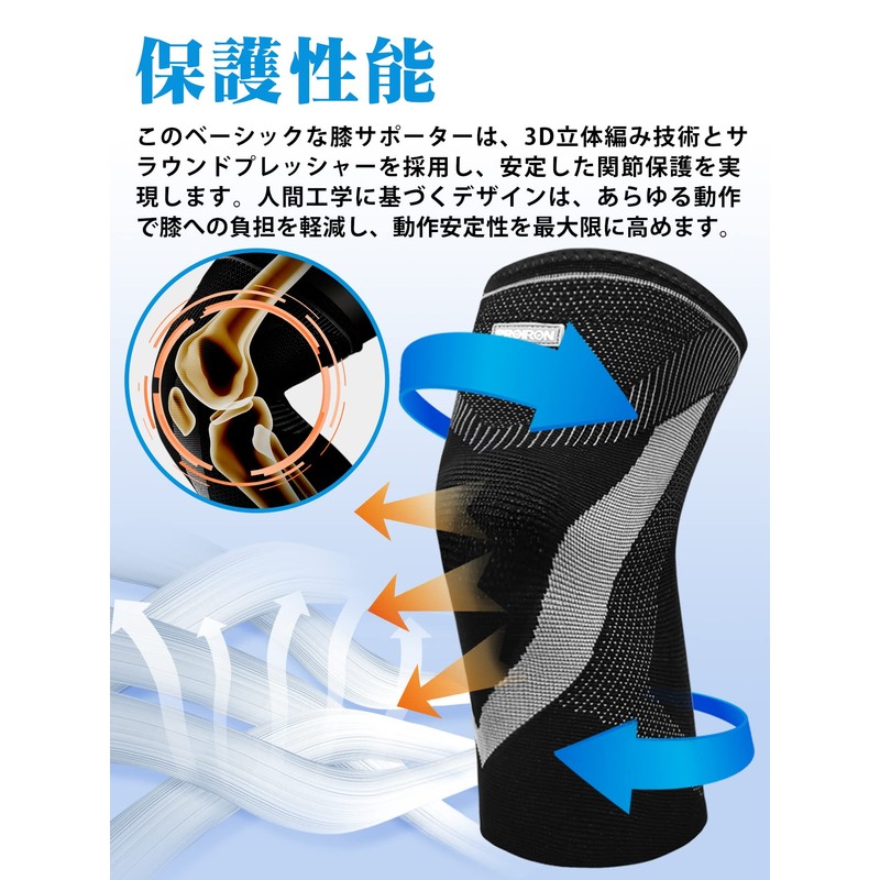 PROIRON 膝サポーター 膝当て 膝パッド ひざ用サポーター スポーツ 登山 ウォーキング 日常生活 男女兼用