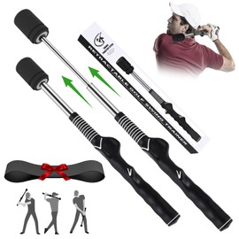 MIKOSI Golf Swing Training Aid, Retractable Golf Grip Trainer for Golf Training, Golf Swing Trainer with Arm Band for Warm-up, Right-Handed Grip Trainer Golf Club for Indoor & Outdoor Use