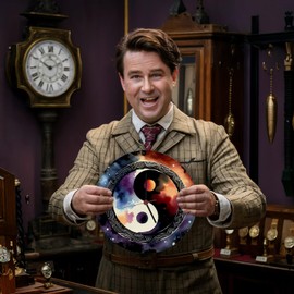 speecheese Yin and Yang Watercolour Wall Clock Aluminium Symbol for Balance and Harmony Black and White Circle Opposites Combined