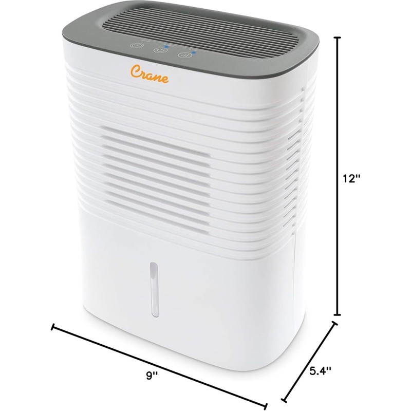 Crane Compact Dehumidifier for 300 Sq Ft Rooms, 0.5 Gallon