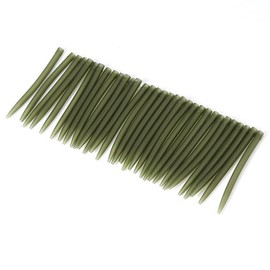 Alomejor 30pcs/bag 51mm Sleeve Safety Leash Clips Soft Tail Rubber Swivel Quick Change for Fishing Items Sleeves Dark Green