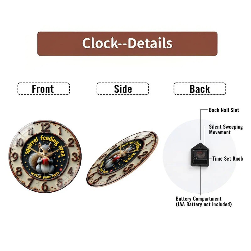 30cm Round Glass Wall Clock with Black Metal Case and