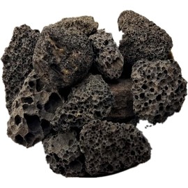 1.2"-2" Large Black Lava Rocks for Fire Pit Rocks for Propane, Lava Rocks for Gas Fireplace Rocks, Volcanic Rocks, Lava Rocks for Plants, Fire Glass for Propane Fire Pit, Indoor/Outdoor Fireplace 5Lbs