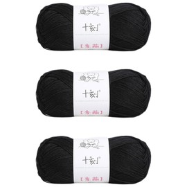 Linen Rayon Lyocell Blend Yarn, Superfine Fingering Weight (1), 150g/5.29oz (3 Strands, 50g/230yds per Strand)- 19 Black