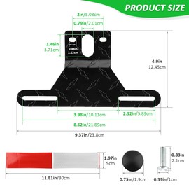 Tookie Trailer License Plate Bracket Holder, Aluminum Car Tag Frame for UTV ATV Truck RV Boat, Black License Plate Light Mounting Kit with Screw Caps, Reflective Strip(Black)