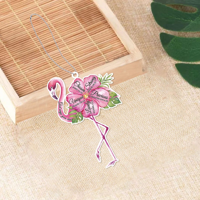 INFUNLY Flamingo Charm Pendant Decoration Car Rear View Mirror Accessories