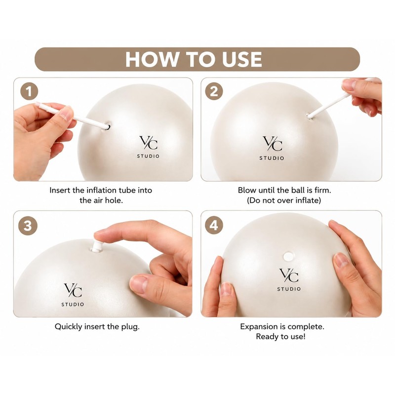 VC Studio Pilates Ball, 25cm, Lightweight 100g, Durable PVC, Non-Slip