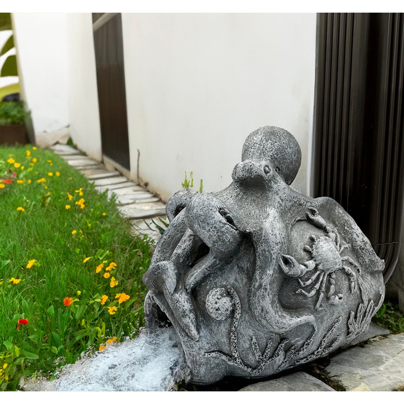 Teaeeno Real Octopus Sculpture Gutter Downspout Extension Decoration,Gutter Downspout Decorative,Downspout