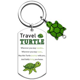 Funny Travel Turtle Keychains Good Luck Charm Gifts Turtle Themed Gifts for Women Men Family Friends Birthday Christmas Anniversary Travel Turtle Lovers Gift Sea Turtle Jewelry for Women Keyring