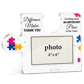 Difference Maker Gifts Picture Frame, Team Appreciation Gift for Coworkers Colleagues Employees, Best Team Ever Gifts Acrylic Puzzle Piece Desktop Display Photo Frames, Horizontal 4 x 6 Inch Photo