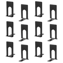 JIANTA Book Ends, Bookends for Shelves, Heavy Duty Metal Bookends, Black Non-Skid Bookshelf Holder Stand for Home, Office, Library, School (4.9 x 3.7 x 2.6 in, 6 Pairs)