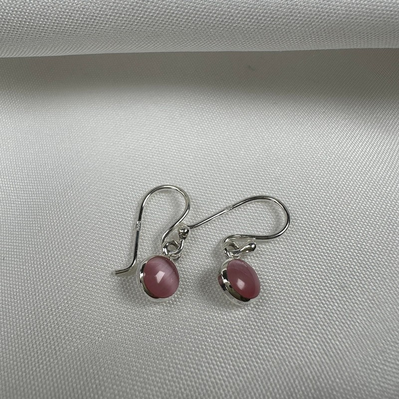 Sterling Silver & Pink Mother of Pearl Round Dangle Drop