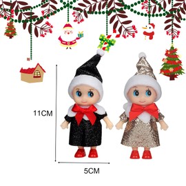2 Pieces Baby Christmas Elf Dolls Christmas Miniature Bling Bling Elf Dolls Tiny Elf Boys and Girls Christmas Decorations Party Accessories for Christmas, Thanksgiving Day, Holidays, New Year