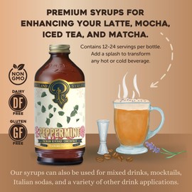 Portland Syrups Peppermint Syrup for Coffee, Mochas, Lattes, Hot Cocoa and Holiday Drinks - Premium Peppermint Concentrate with Whole Ingredients - Rich Flavor - Organic Cane Sugar and Organic Peppermint Leaves - Natural Ingredients -12 oz with 12-24 Ser