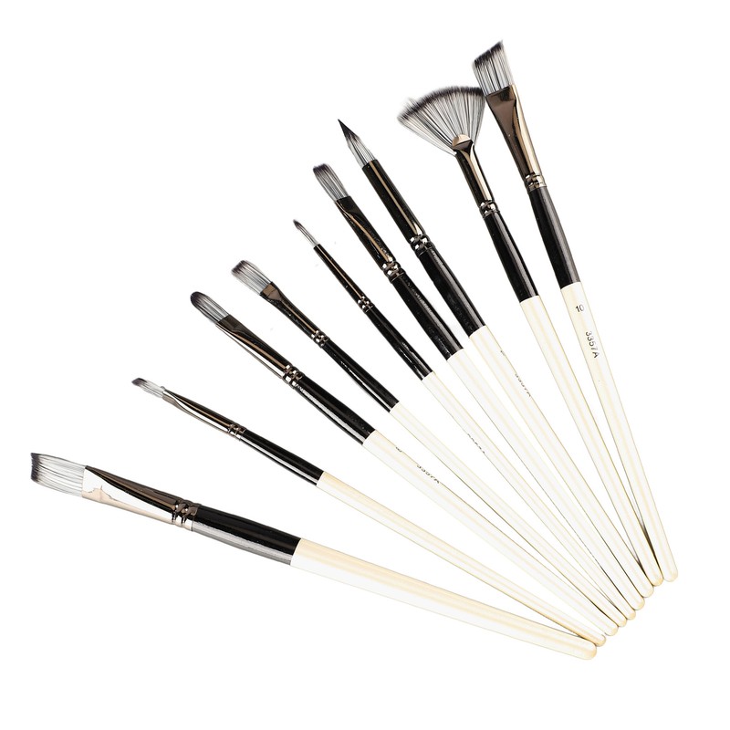 9pcs Gouache Watercolour Brushes Nylon Wool Rustproof Strong Water Absorption