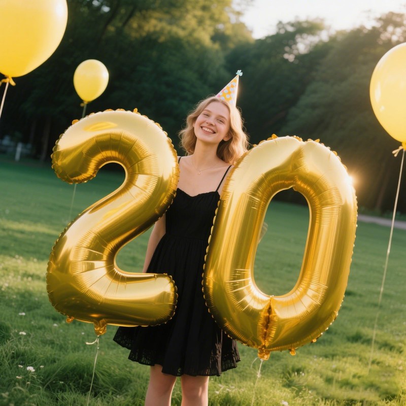 40 Inch Gold Balloon Number 20 Balloon,Jumbo Mylar Foil Helium