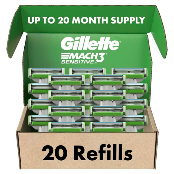 Gillette Gillette Mach3 Sensitive Mens Razor Blade Refills, 20 Count,