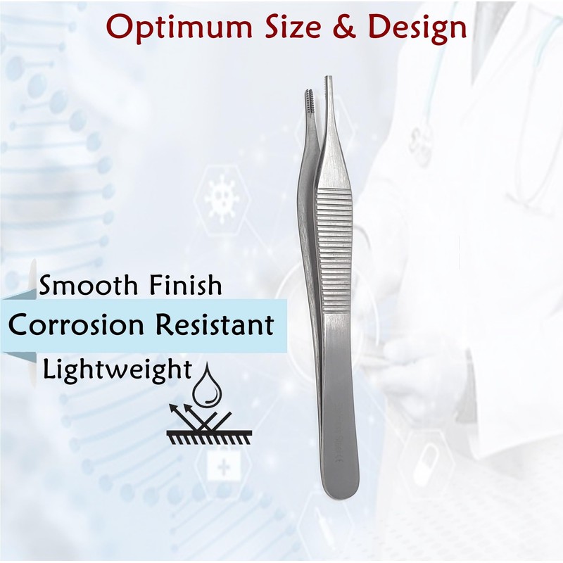 Stainless Steel Adson Forceps Lab Tweezers 9x9 Teeth with Wide