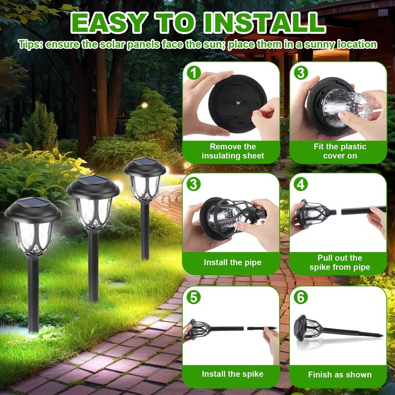 Tuanse 20 Pcs Solar Outdoor Garden Pathway LED Lights Bulk