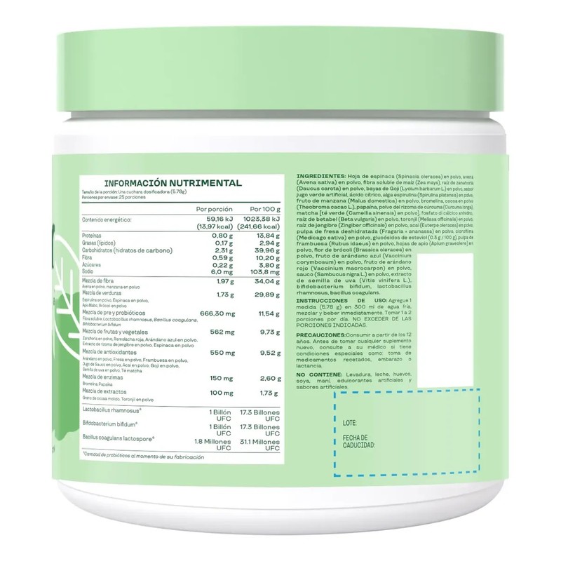 Bloom Greens Original Con Fibra Y Probióticos 25 Porciones