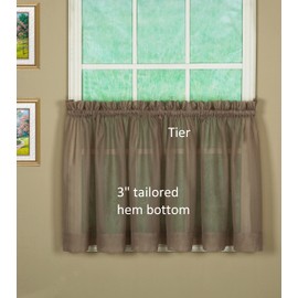 Today's Curtain Emelia Original Voile Tier Pair 24", Taupe, 60"W x 24"L