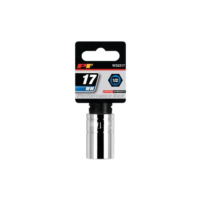 Performance Tool W32217 1/2 Drive 17mm 6Point Socket, 1 Pack