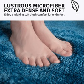 FIFU Bathroom Rugs 24" W x 36" L, Bath Mat for Bathroom, Bedroom, Laundry Room & Kitchen, Non-Slip Rubber Latex Backing, Extra Soft and Absorbent Microfiber Carpet, Machine Washable Rug, Peacock Blue