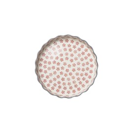 Tranquillo Stoneware Quiche Dish with Hand Stamped Print Grey/Red Retro 27 cm